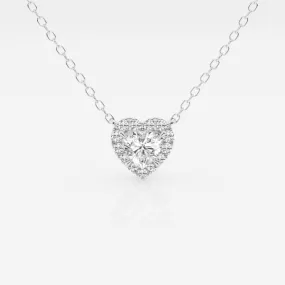 0.40 CT Heart Moissanite Diamond Halo Style Necklace