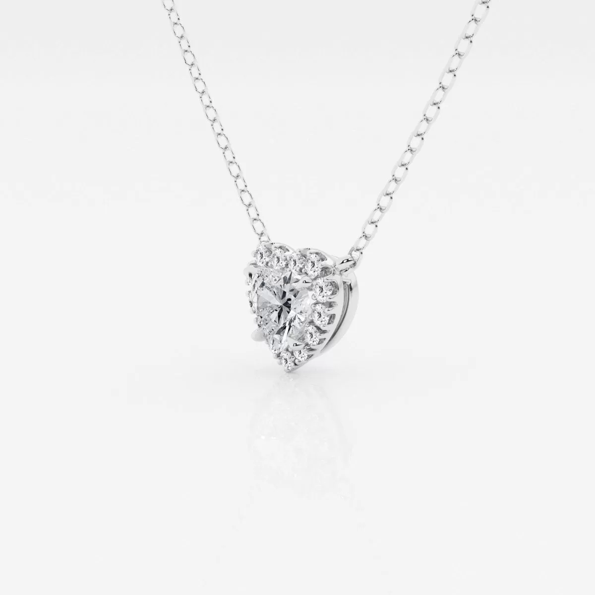 0.40 CT Heart Moissanite Diamond Halo Style Necklace