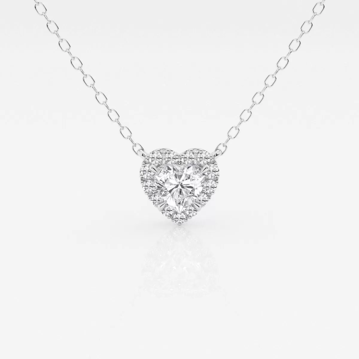 0.40 CT Heart Moissanite Diamond Halo Style Necklace