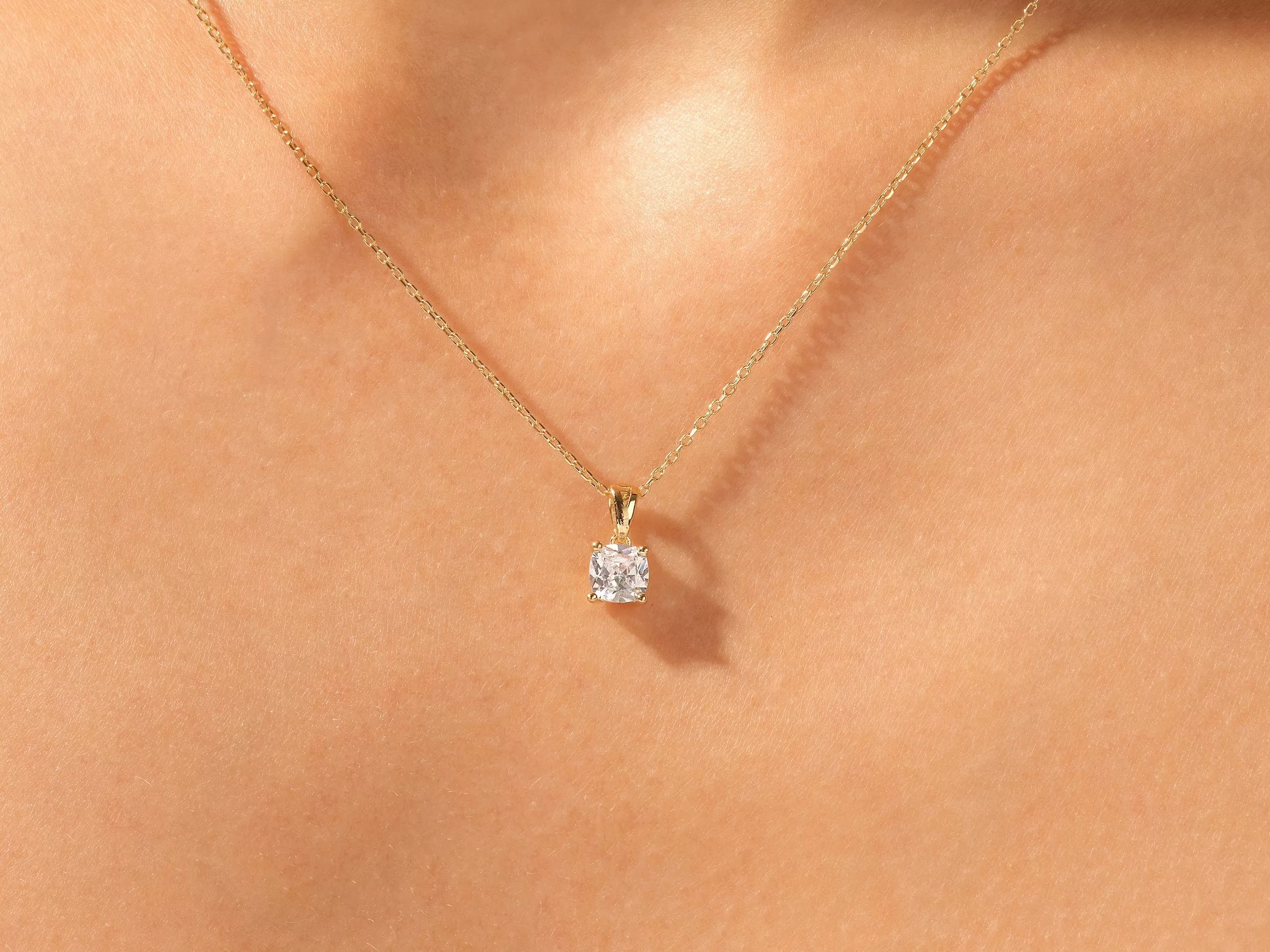 1.0 CT Cushion Moissanite Diamond Solitaire Necklace