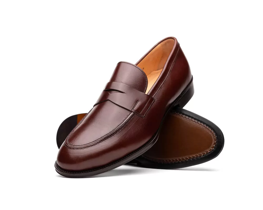 15-200-BRG ROMA Calfskin Penny Loafer, Burgundy