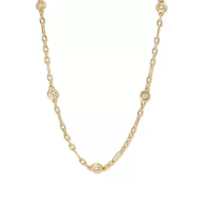 18K Diamonds by the Yard Necklace - Mixed Link 9 Diamonds