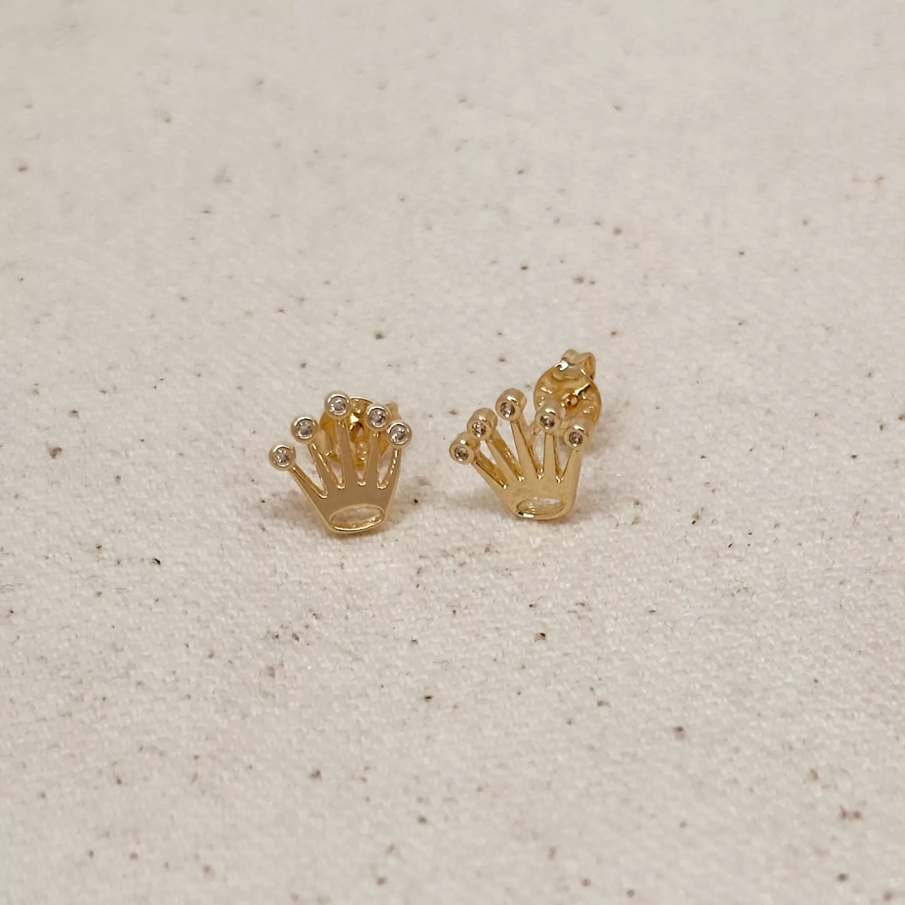 18k Gold Filled Crown CZ Stud Earrings