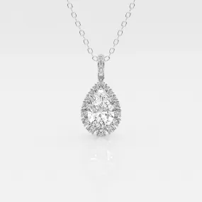 2.0 CT Pear Moissanite Diamond Halo Necklace