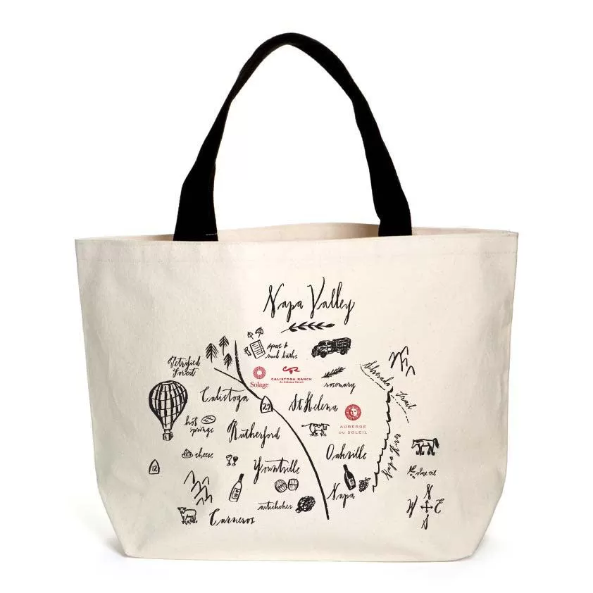 20 Oz. Heavyweight Canvas Tote Printed with a Customizable CALLIGRAPHY MAP Design