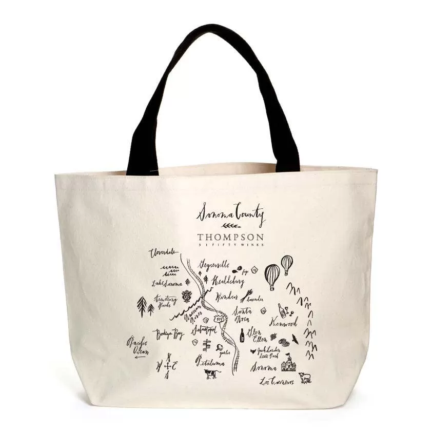 20 Oz. Heavyweight Canvas Tote Printed with a Customizable CALLIGRAPHY MAP Design