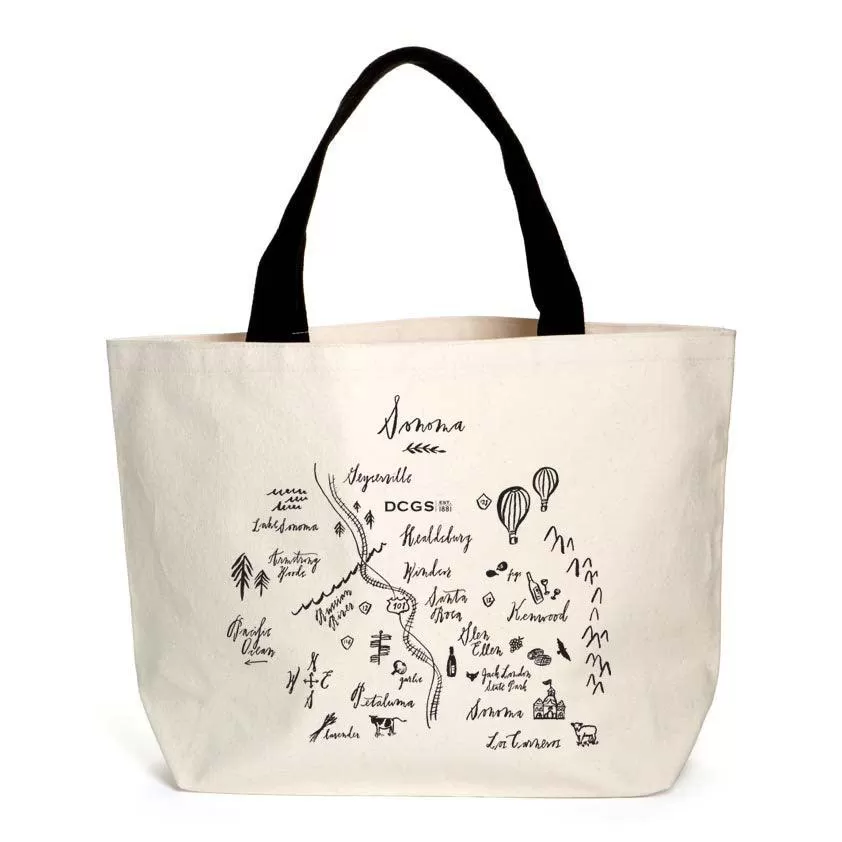 20 Oz. Heavyweight Canvas Tote Printed with a Customizable CALLIGRAPHY MAP Design