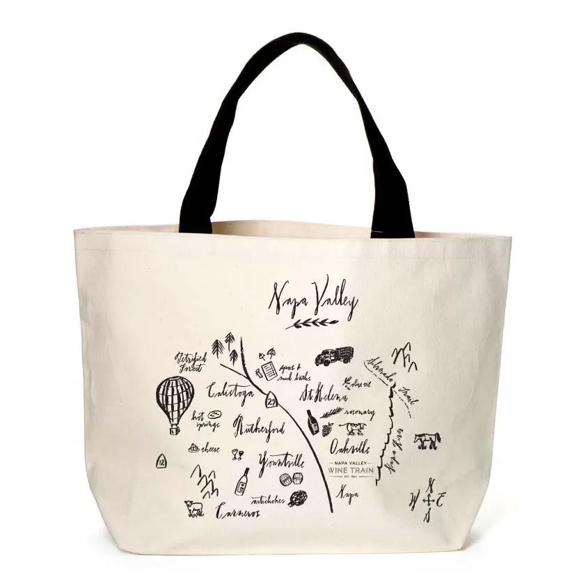 20 Oz. Heavyweight Canvas Tote Printed with a Customizable CALLIGRAPHY MAP Design