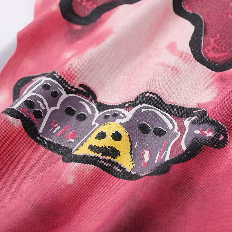 2023 Men Hip Hop Washed Streetwear Funny Heart Monster