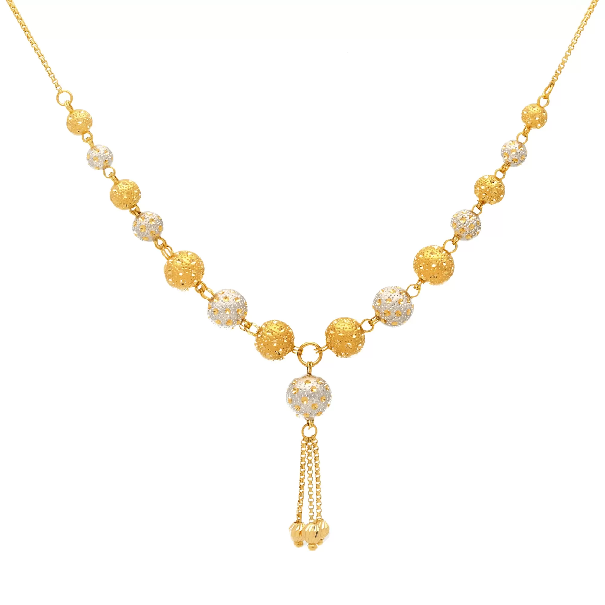 22K Yellow & White Gold Beaded Chain (17.4gm)