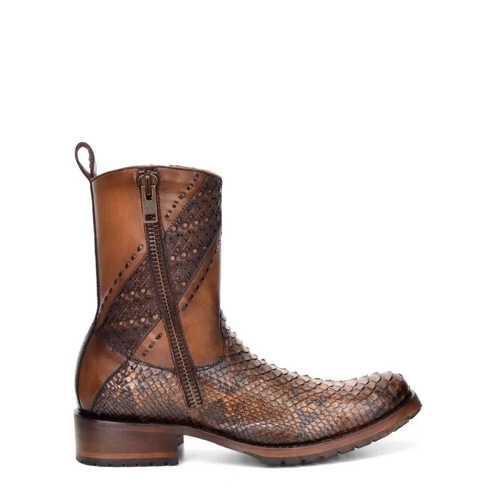 2T1EPH - Cuadra brown casual cowboy python skin zip ankle boots for men