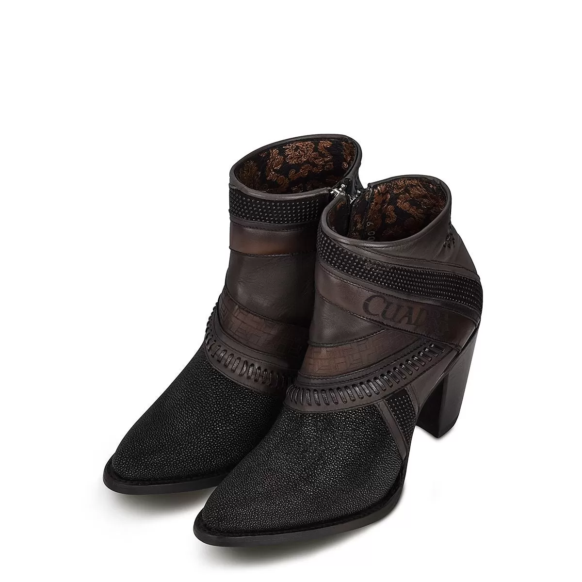 3F86MA- Cuadra black casual stingray leather ankle boots for women