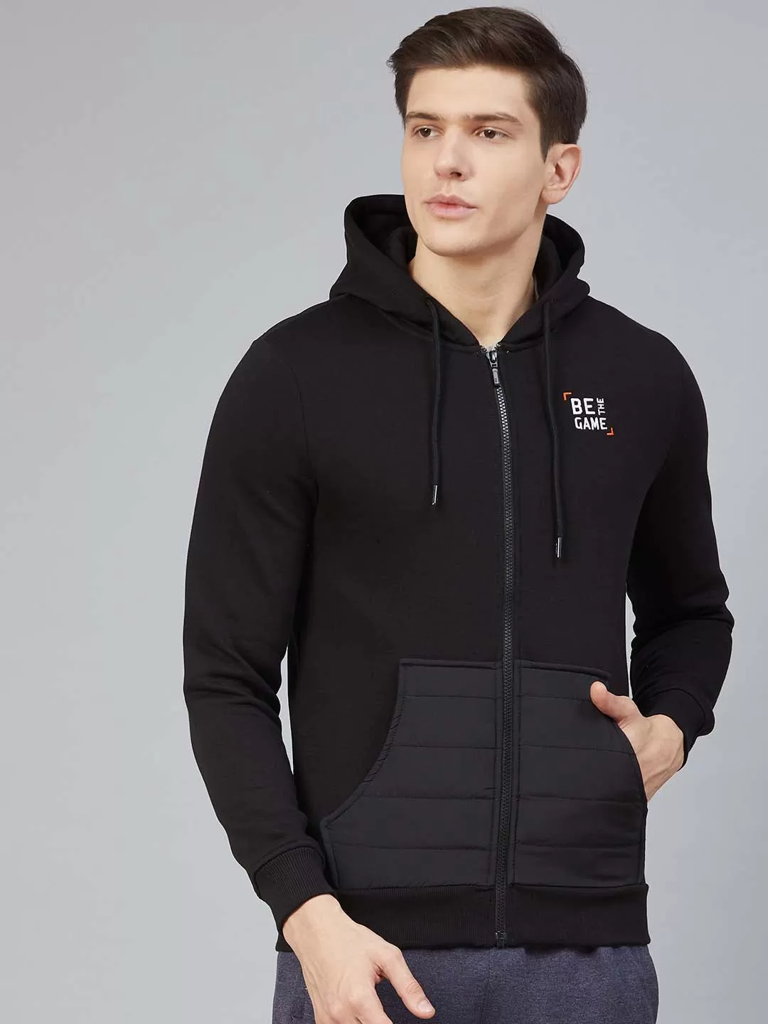 Alcis Men Black Solid Hooded Sweatshirt