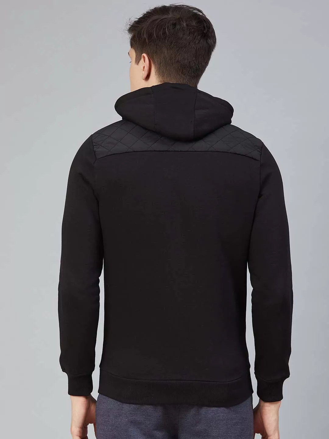 Alcis Men Black Solid Hooded Sweatshirt