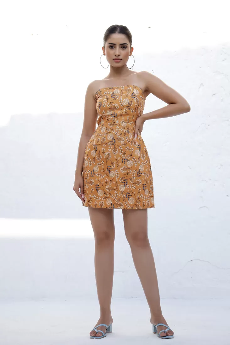 ALINA - Yellow ditsy floral print dress