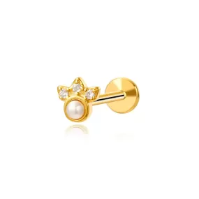 Baby Pearl Little Paw Flat Back Piercing (18G)