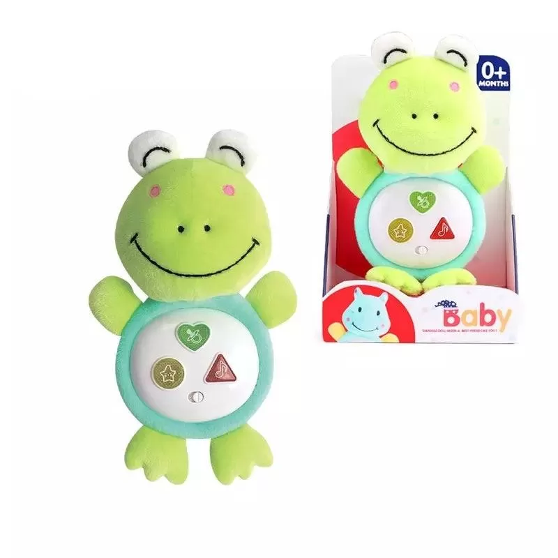 Baby sleeping soothing frog stuffed frog toy with light and music anime plush toys