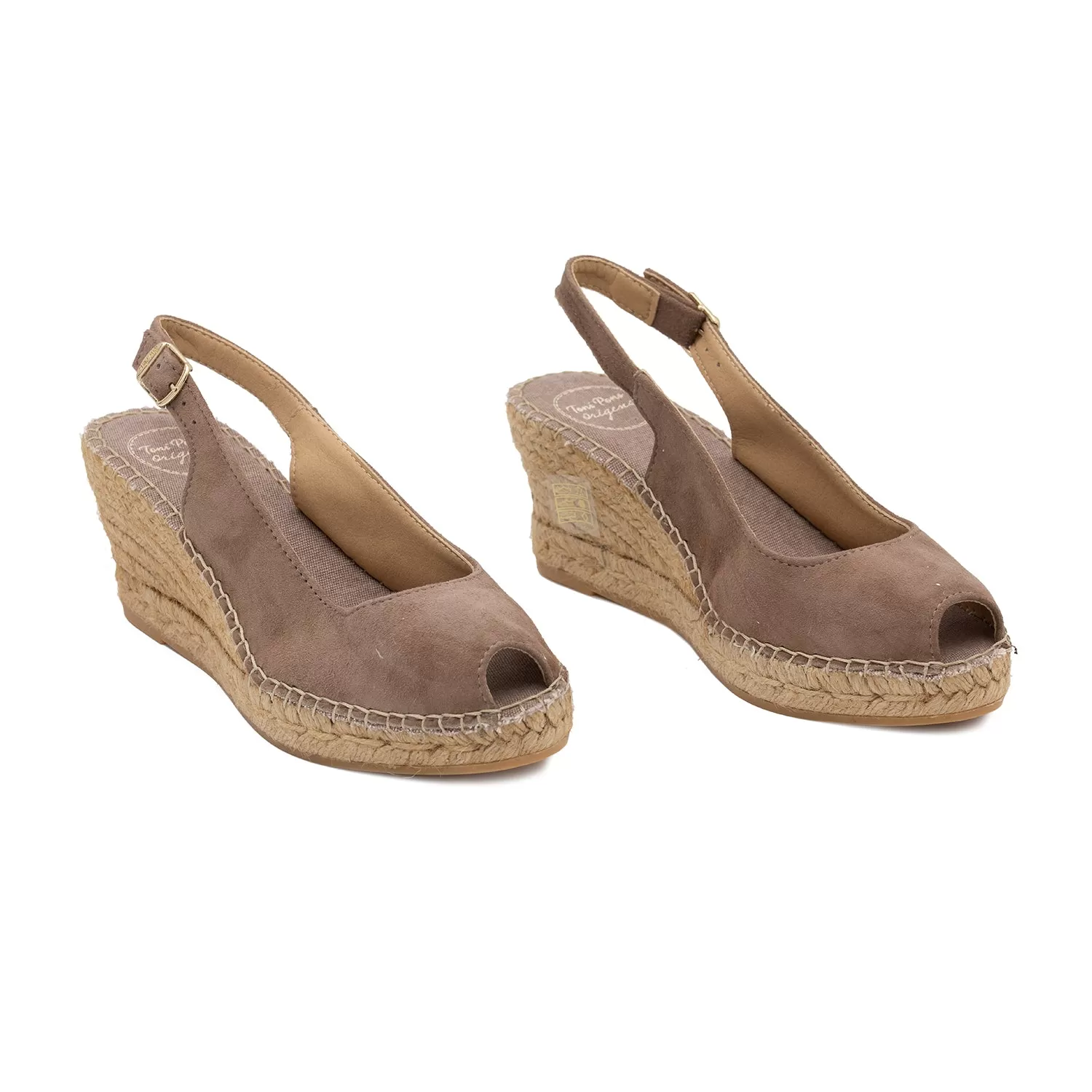 Basic Cushioned Suede Leather Wedge Espadrille for Women - Calpe