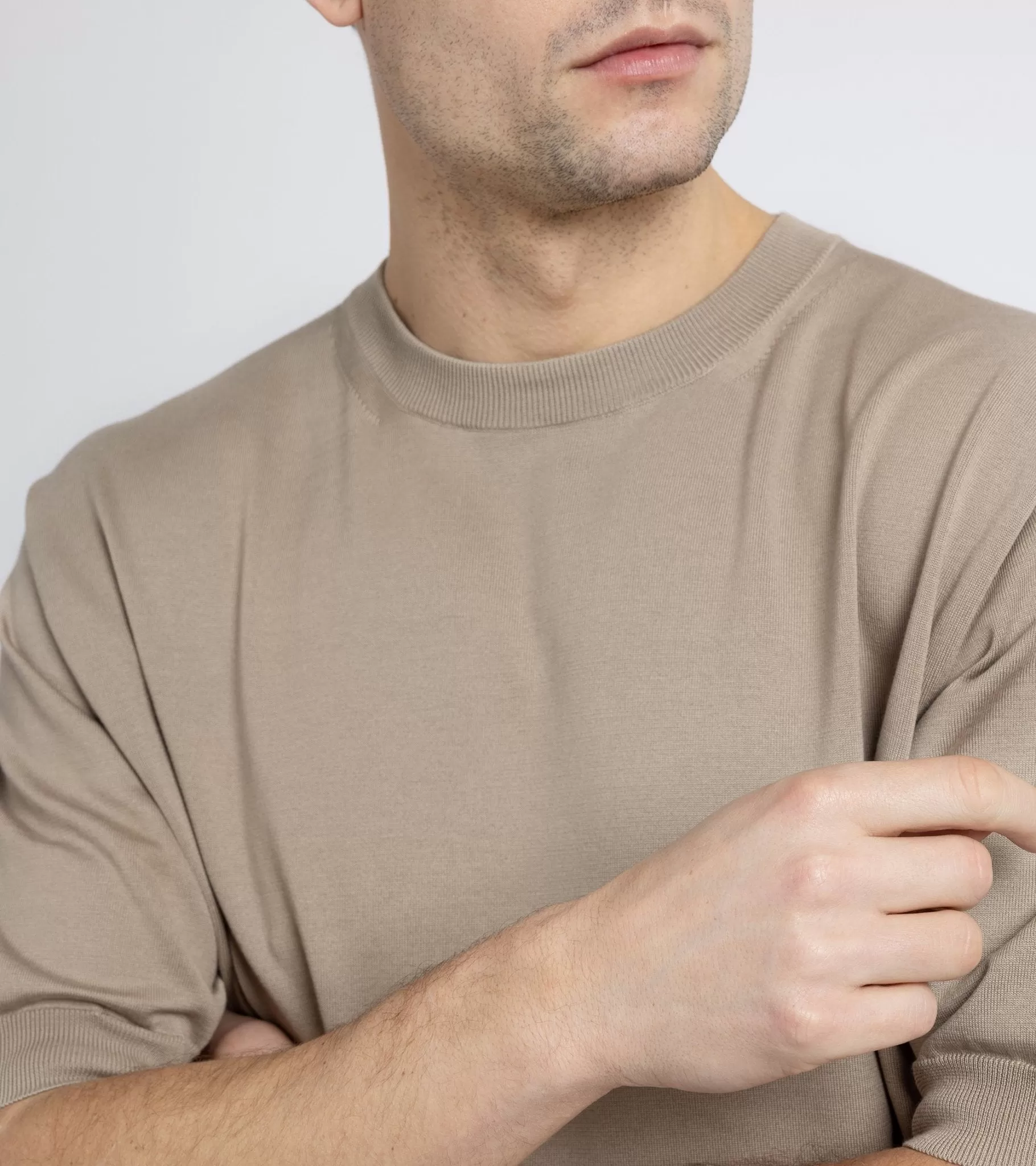 Batoner Sea Island Cotton Knit T-Shirt: Beige