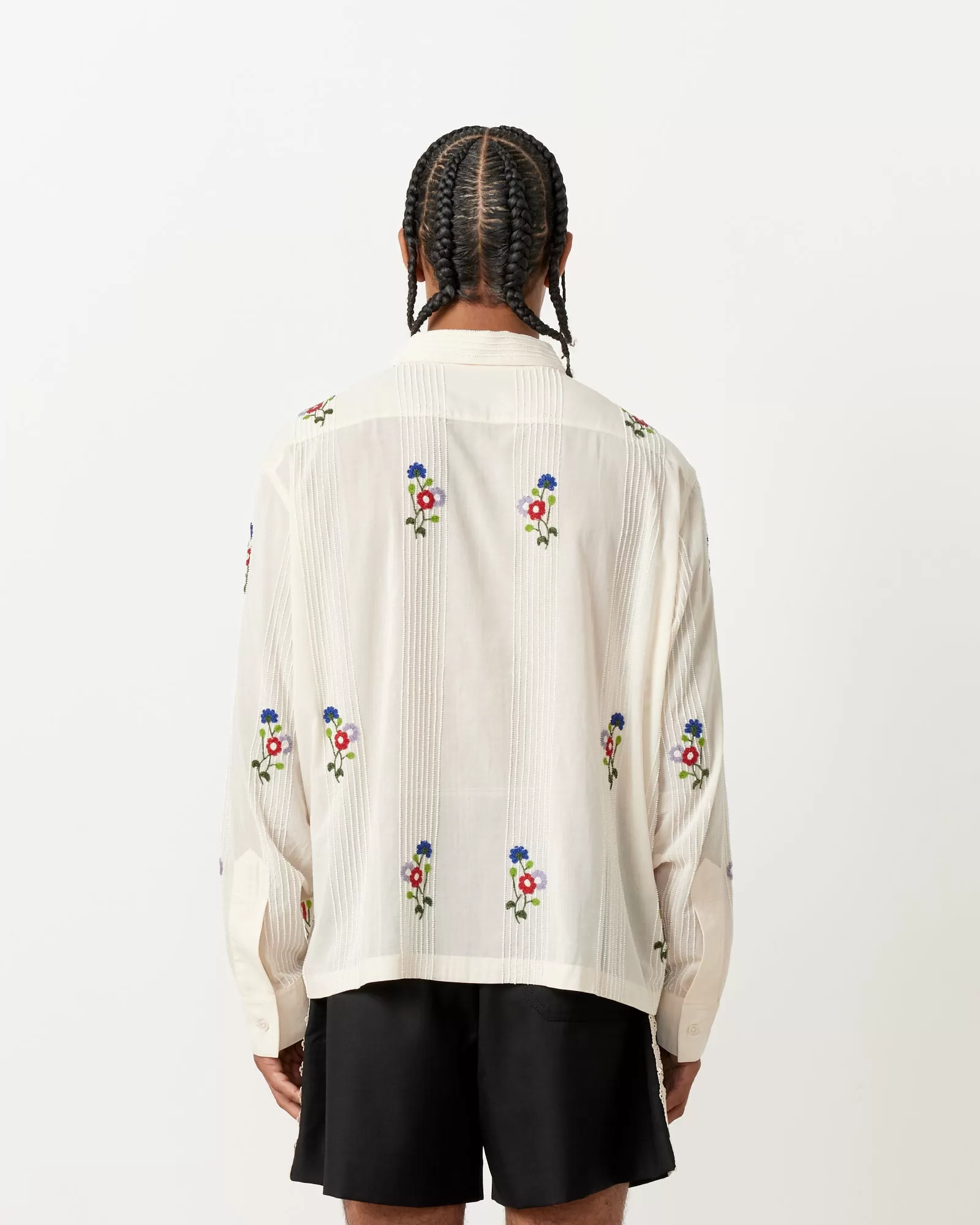 Beaded Wildflower Shirt in White Multi