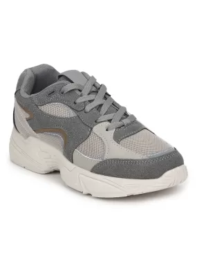 Bianca Grey Micrco Lace Up Sneakers