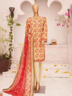 Bin Saeed Printed Lawn 3-Piece Suit - Orange