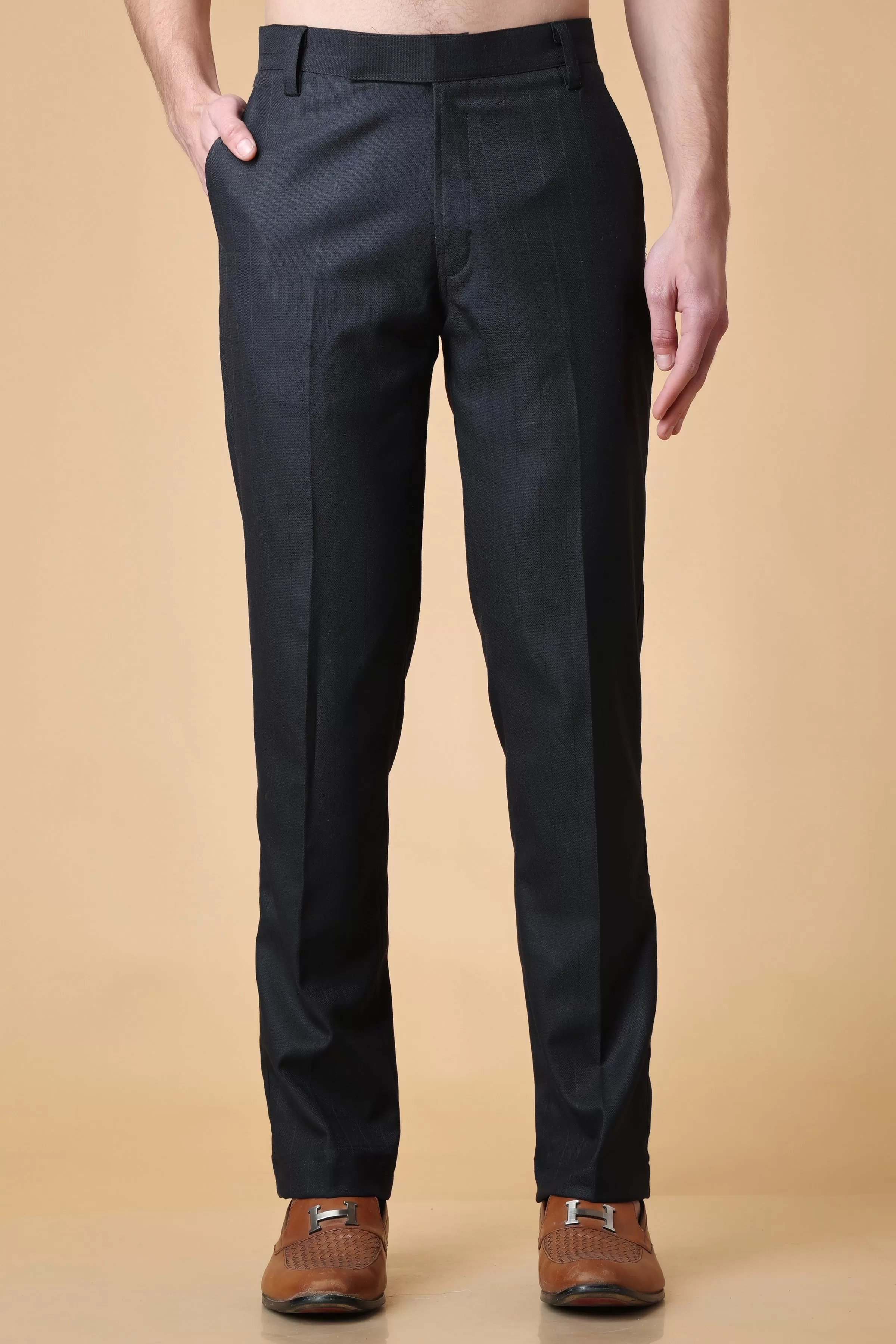 Black Checkered Formal Trousers