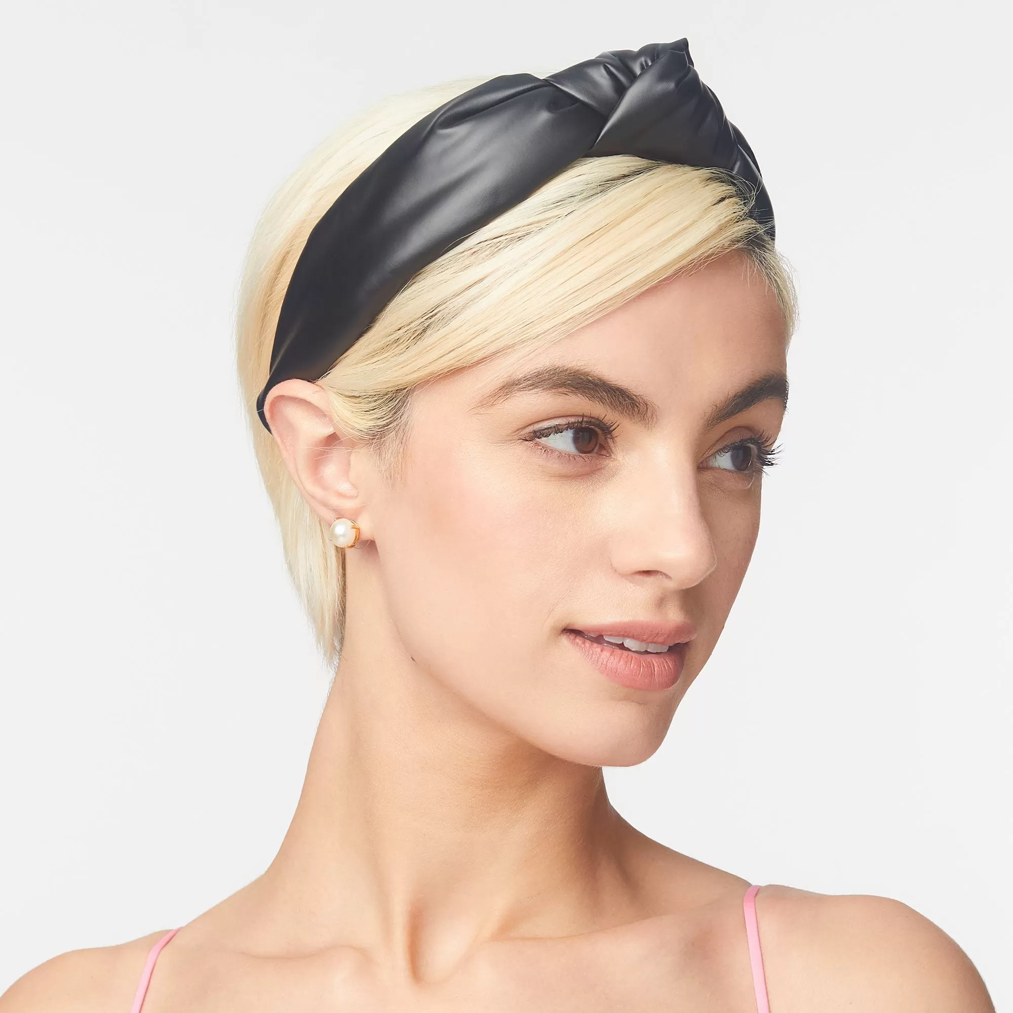 BLACK FAUX LEATHER HEADBAND