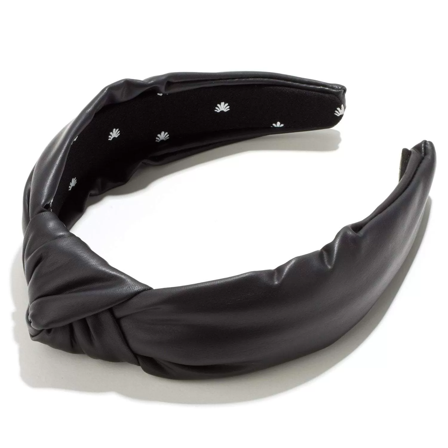 BLACK FAUX LEATHER HEADBAND