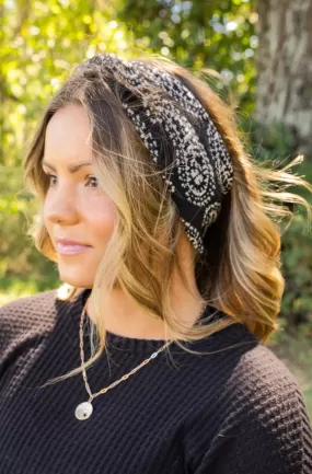 Black Paisley Knit Western Headband