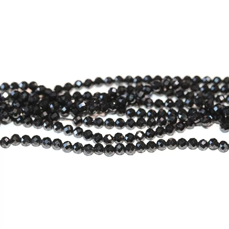 Black Spinel 3mm Faceted Round - 15-16 Inch