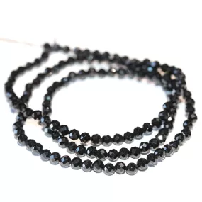 Black Spinel 3mm Faceted Round - 15-16 Inch