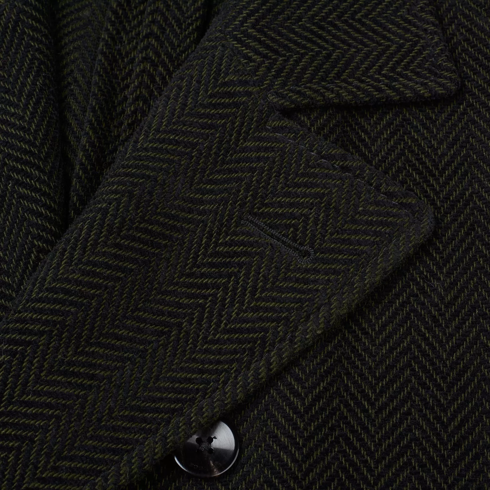 BOGLIOLI "Wear" Green Herringbone Cotton-Cashmere-Wool Unlined Pea Coat 50 NEW 40