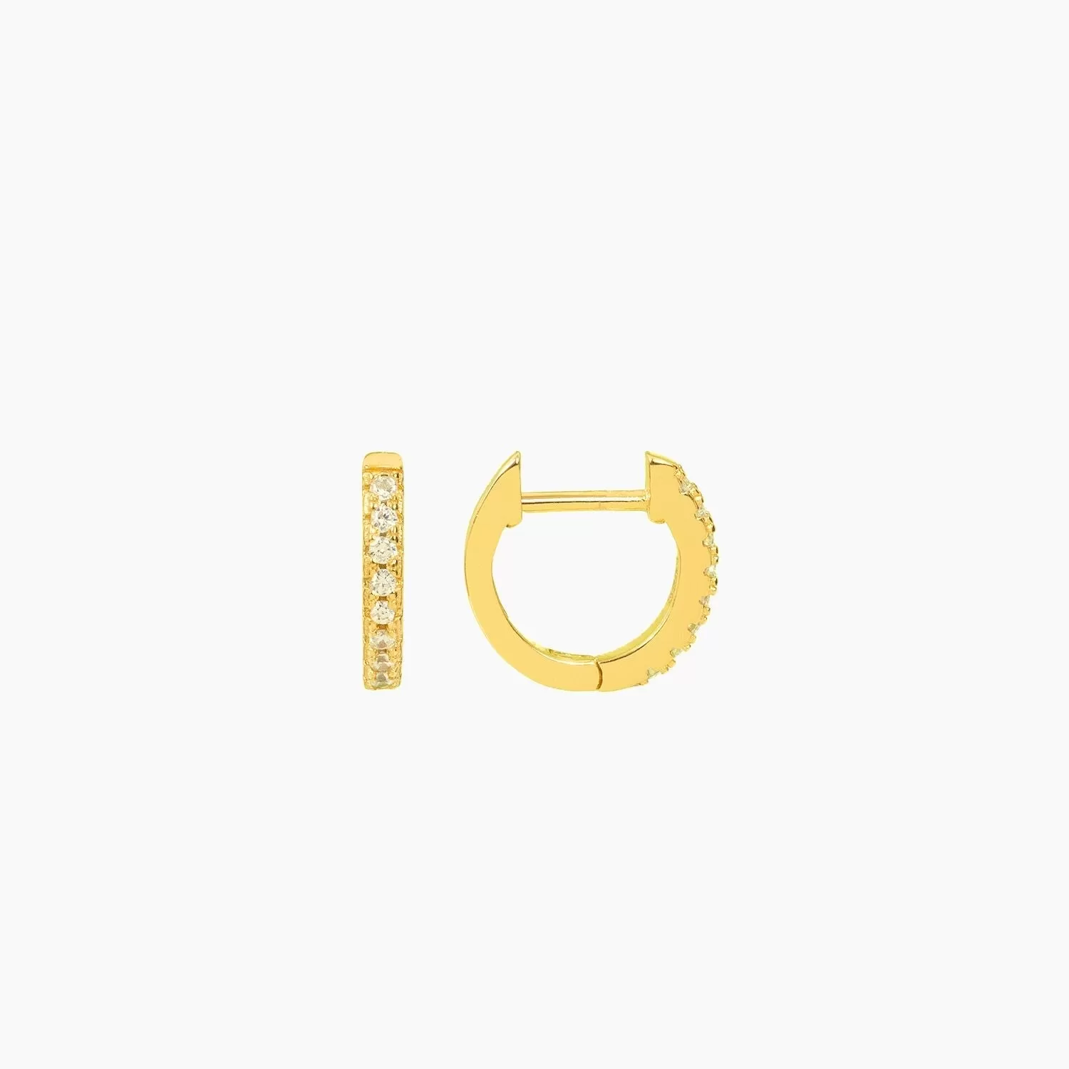 Brilliant CZ Huggie Hoop Earrings (Gold)