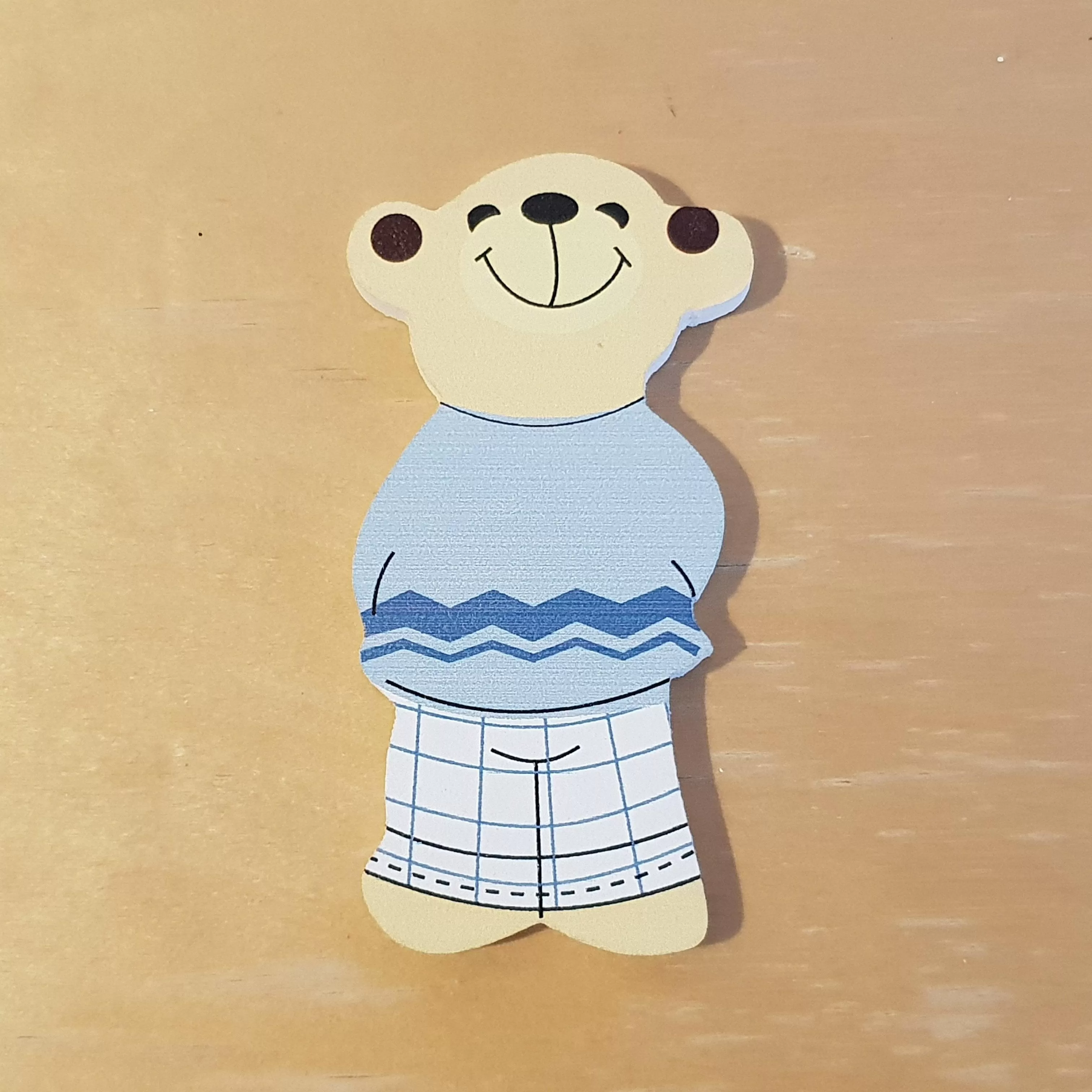 C&F Wooden Papa Bear Character - Blue Pyjamas