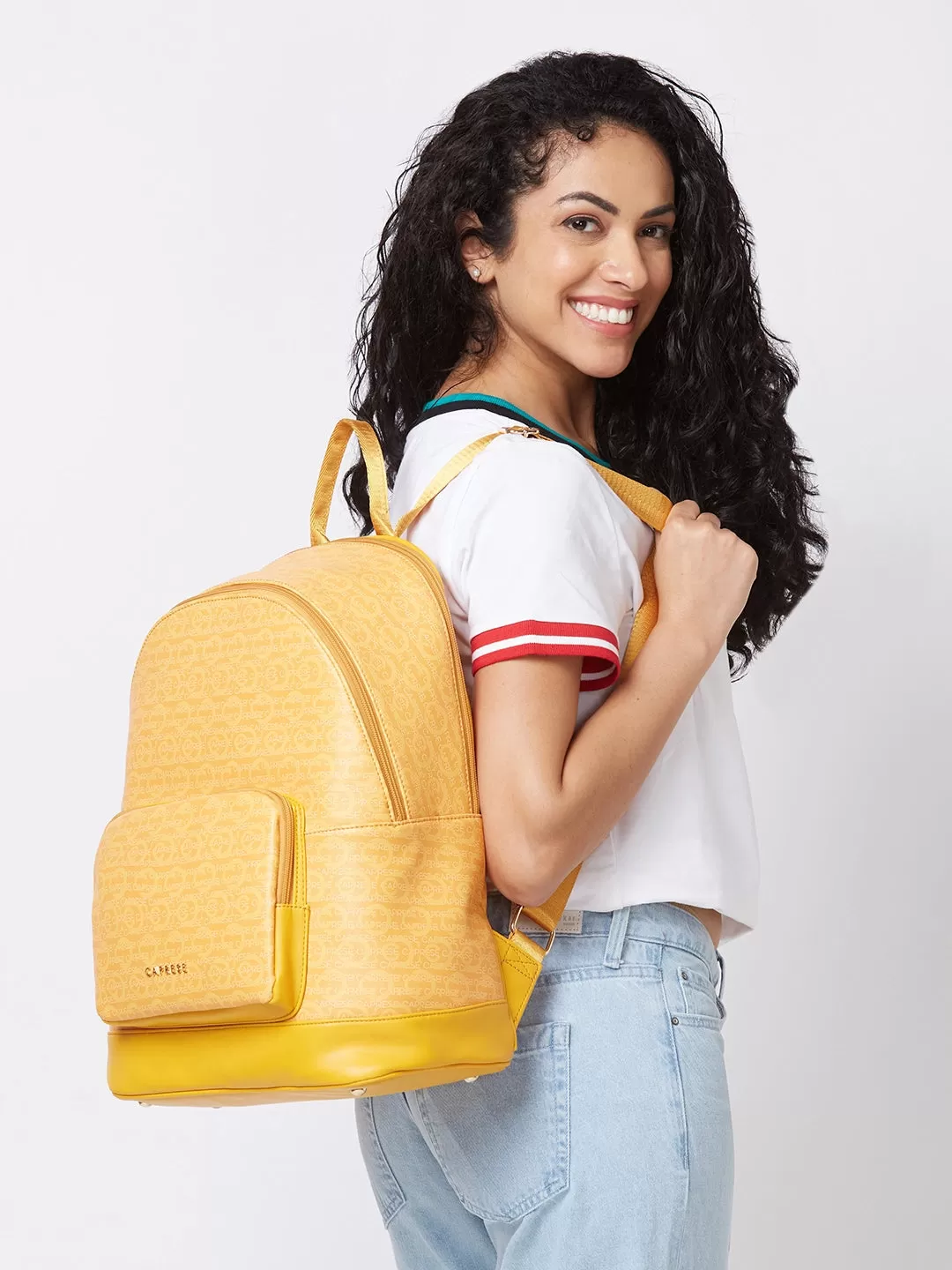 Caprese Cleo Laptop Backpack Large Yellow