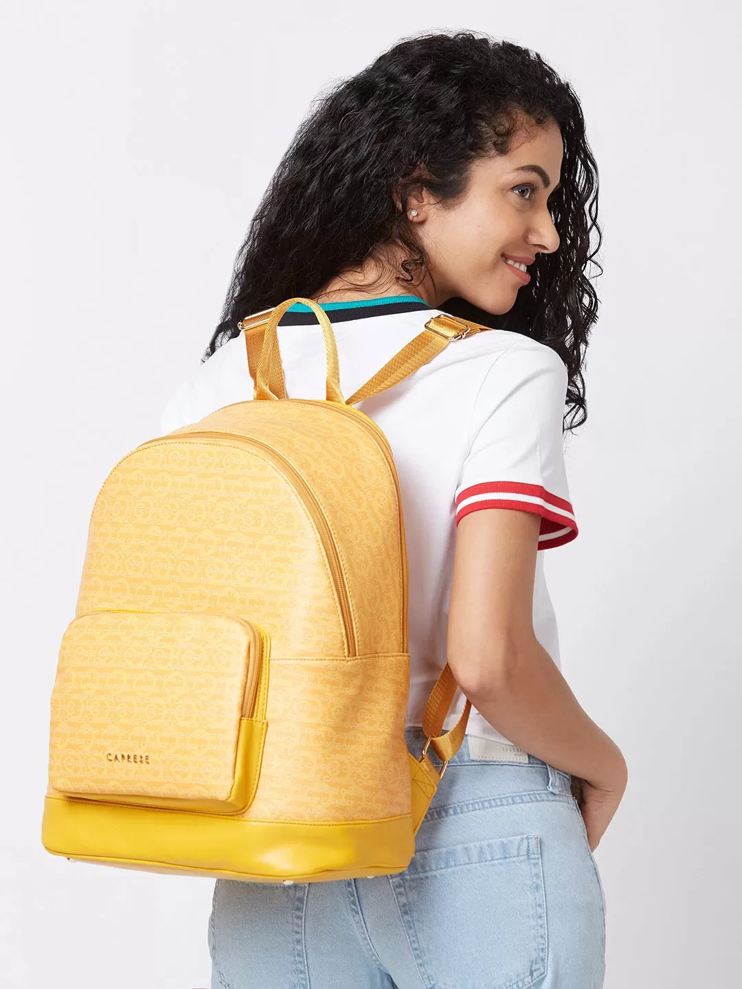 Caprese Cleo Laptop Backpack Large Yellow