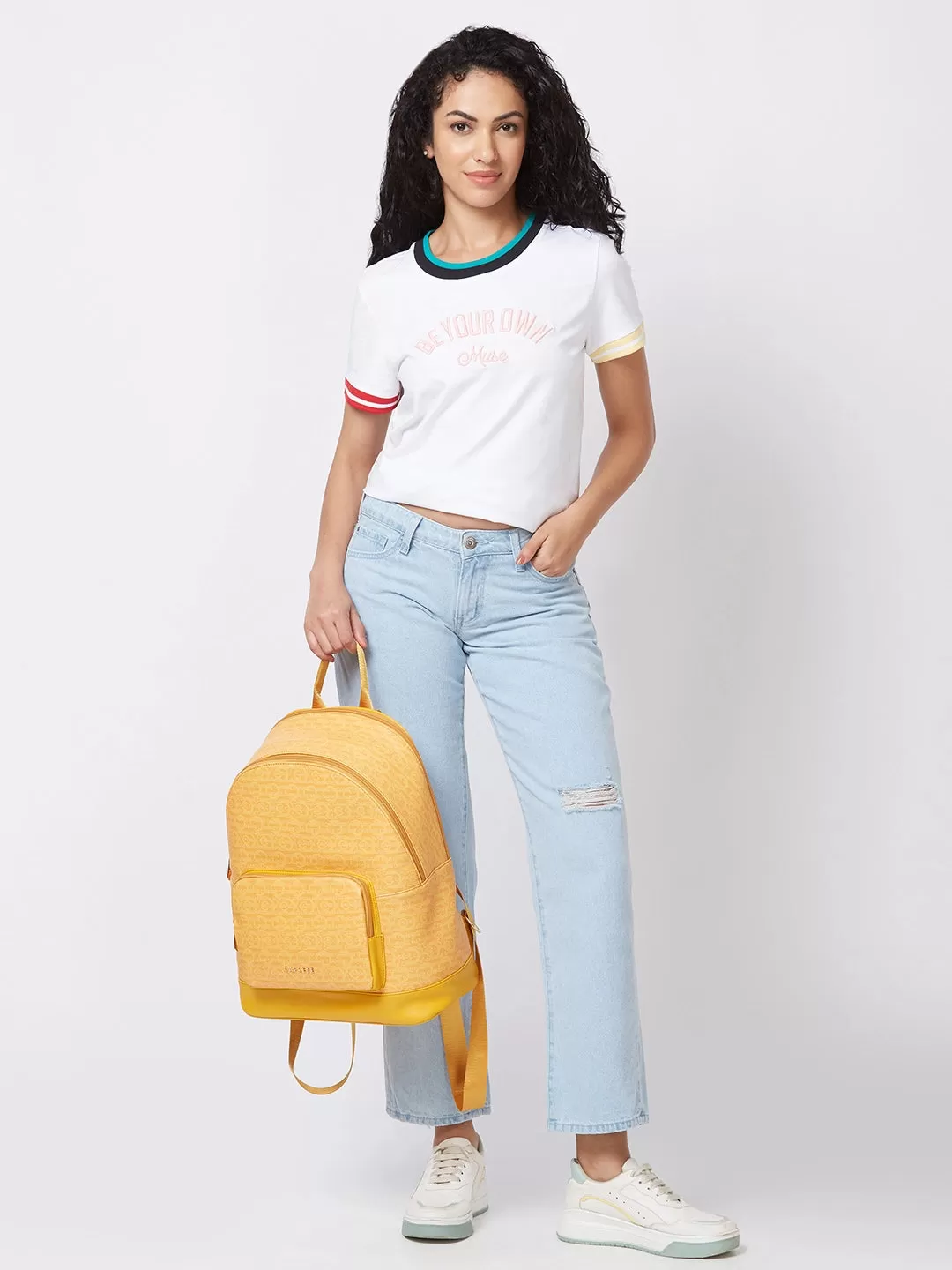 Caprese Cleo Laptop Backpack Large Yellow