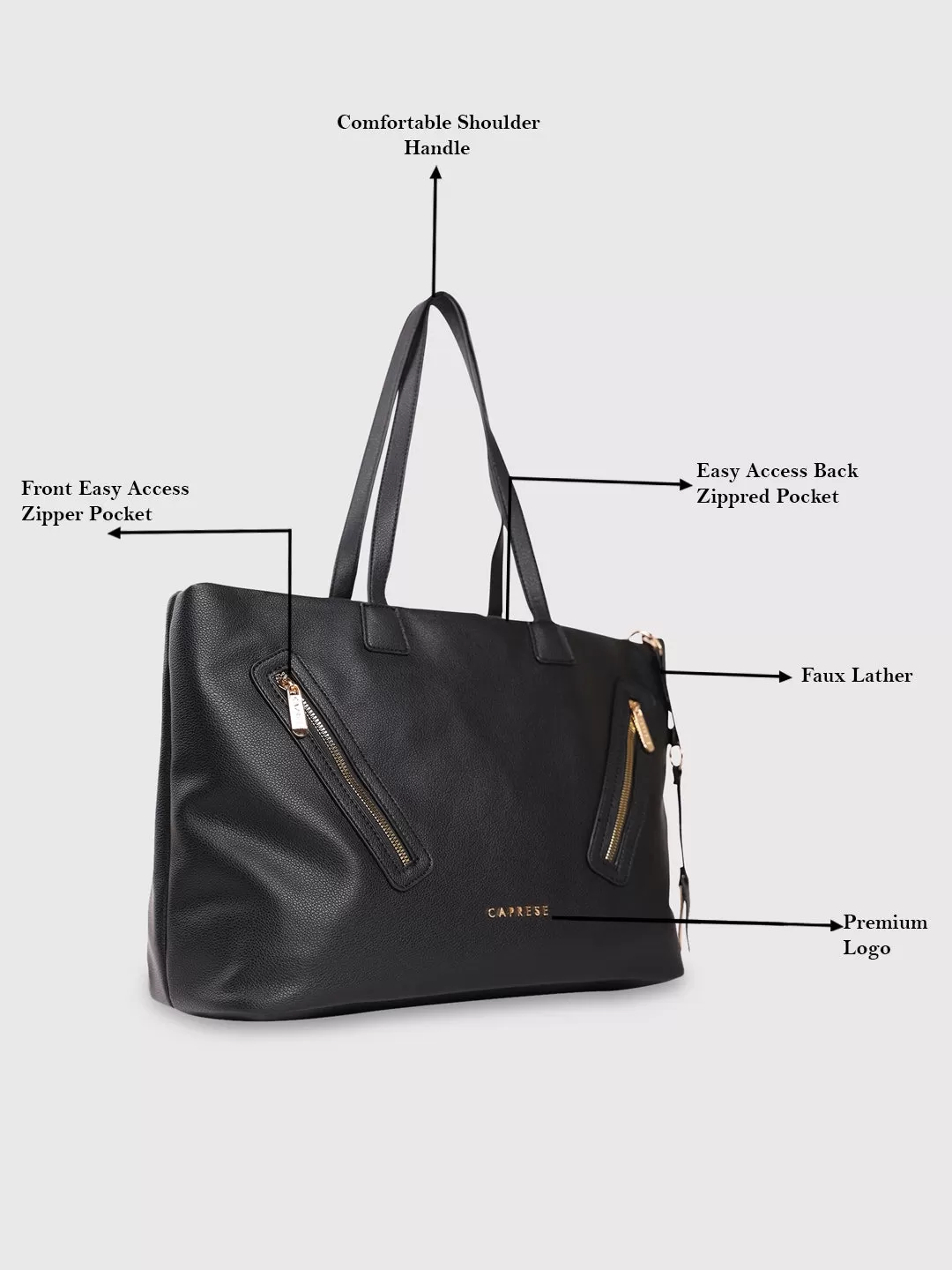 Caprese Lilith Laptop Tote Large Black