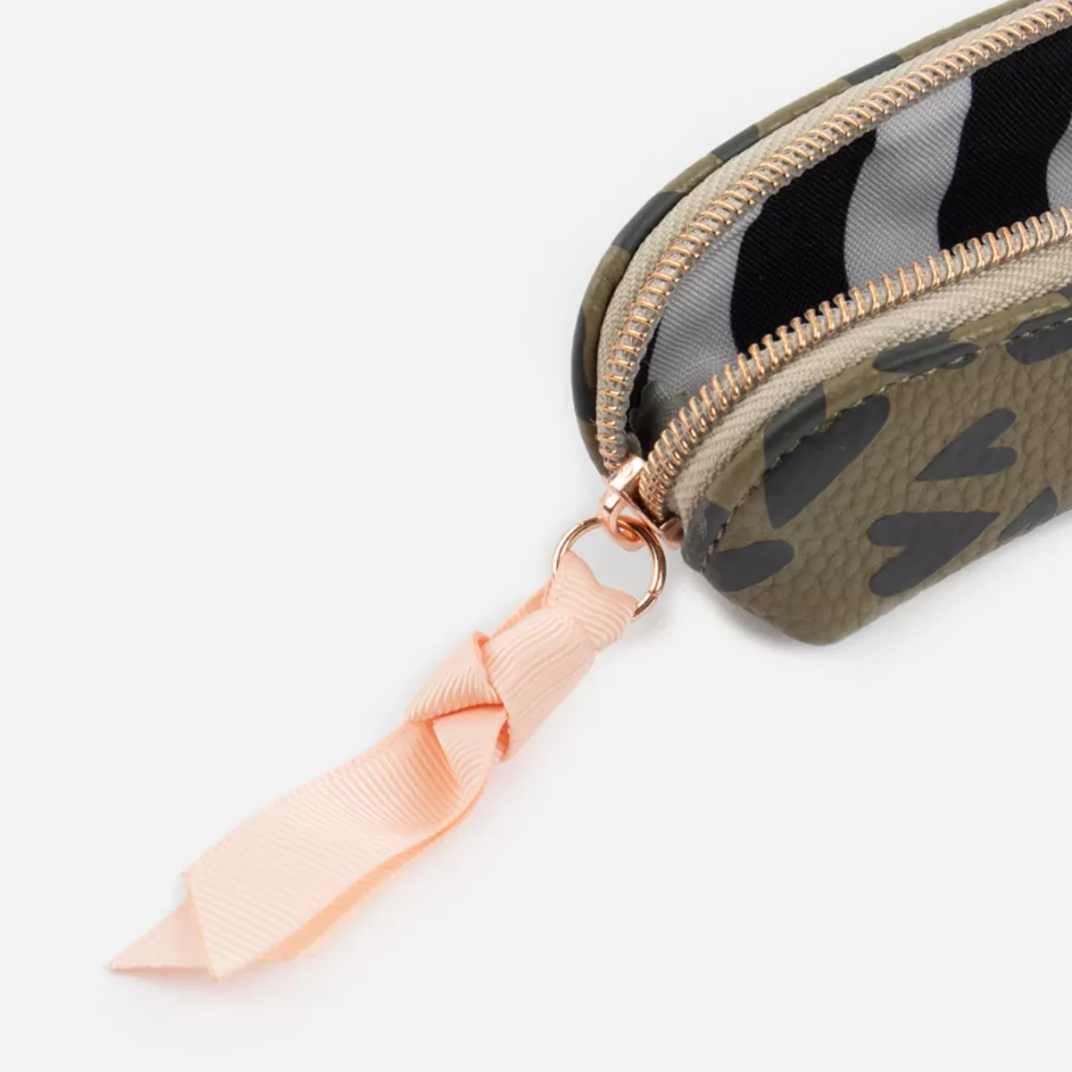 Caroline Gardner Khaki Heart Pencil Case