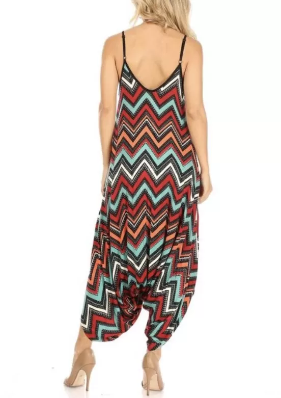 CASUAL WOMEN JUMPSUIT PRINTED V NECK