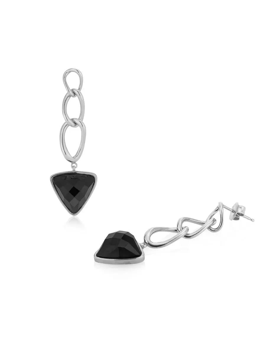 CHAIN AGATE EARRINGS | Silver