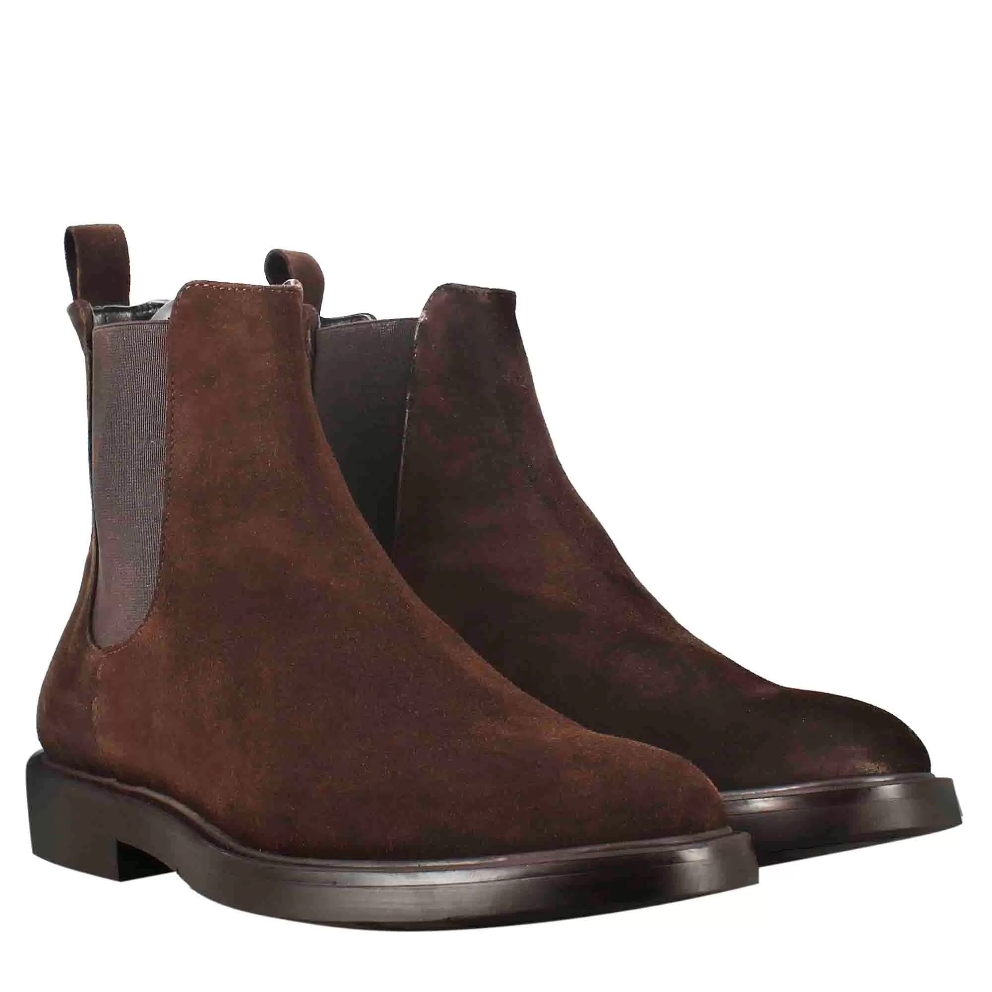 Chelsea boot da uomo in pelle scamosciata colore marrone scuro