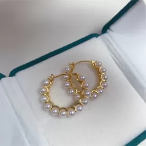 Circle Pearl Earrings Gold Vermeil