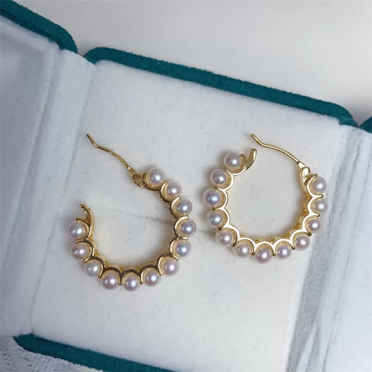 Circle Pearl Earrings Gold Vermeil