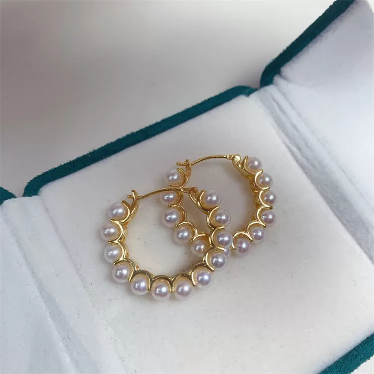 Circle Pearl Earrings Gold Vermeil