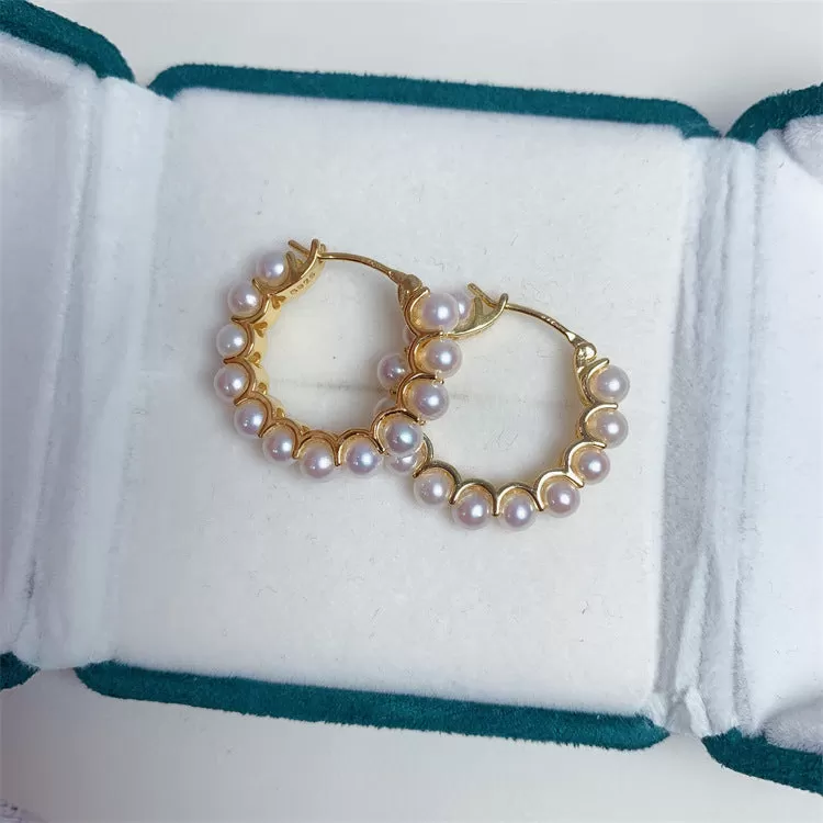 Circle Pearl Earrings Gold Vermeil