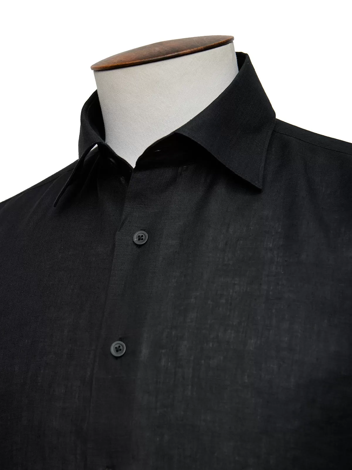 Crest Shirt - Black Linen