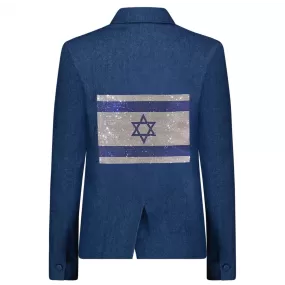 Crystal Israel Flag Blazer -  Denim