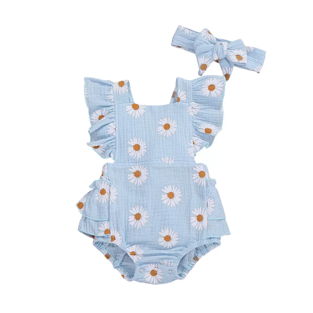 Cute Floral Sleeveless Romper for Baby Girls